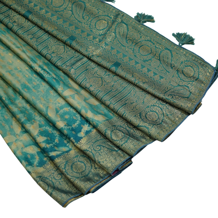 Russian silk with Zari border and abstract design.