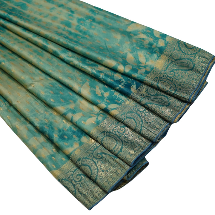 Russian silk with Zari border and abstract design.