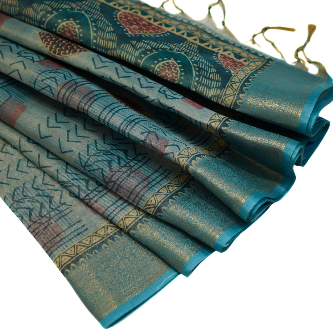 Tissue Organza with Zari Border.