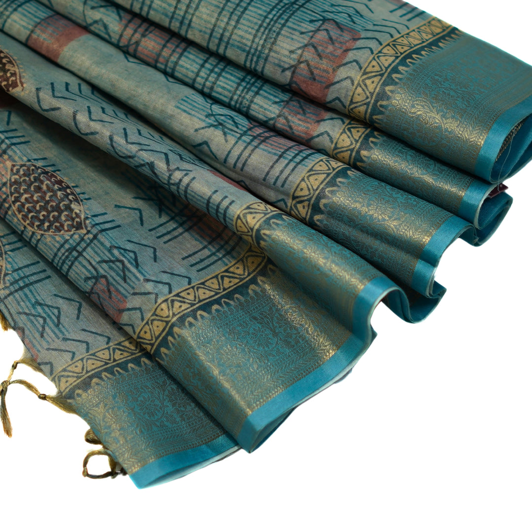 Tissue Organza with Zari Border.