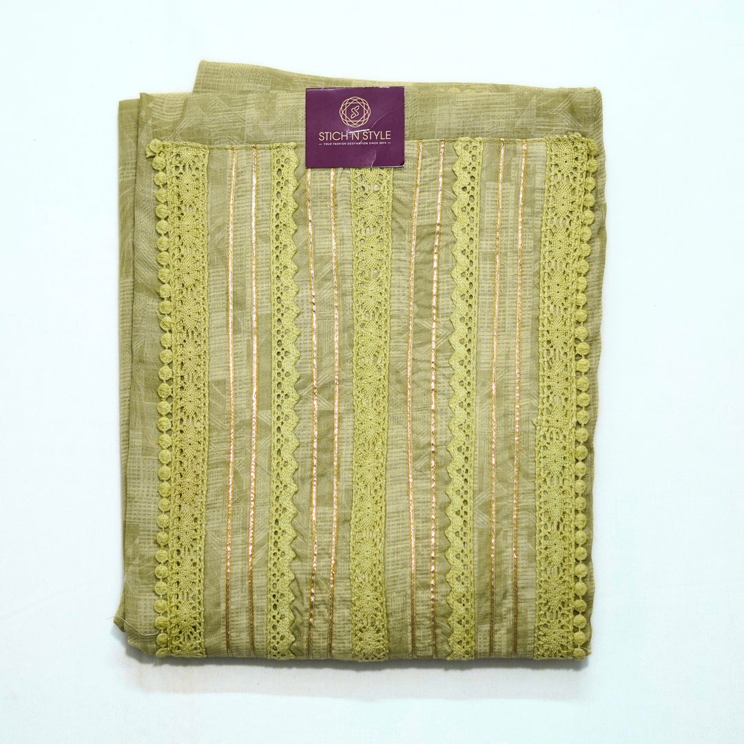 Cotton salwar with yoke sari and lace work, with digital print dhupatta with border lace.