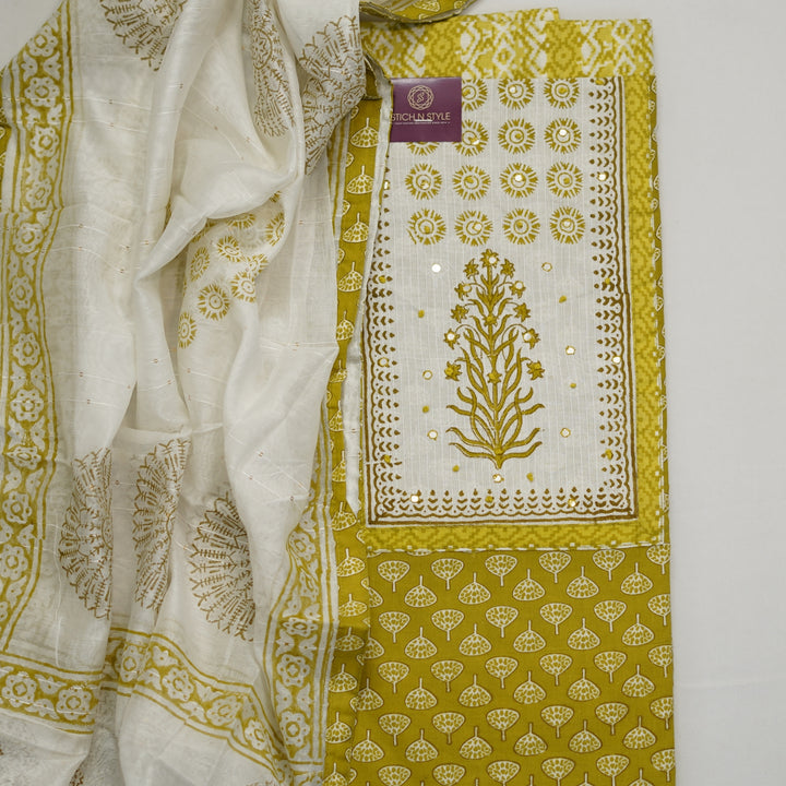 Cotton salwar with all over print and yoke work.