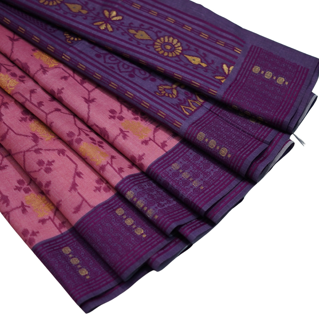 Tussar silk with butta weaving and floral weaving.