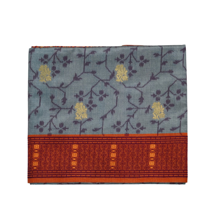 Tussar silk with butta weaving and floral weaving.
