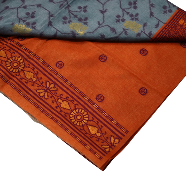 Tussar silk with butta weaving and floral weaving.