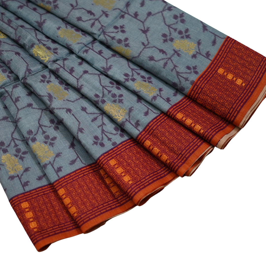 Tussar silk with butta weaving and floral weaving.