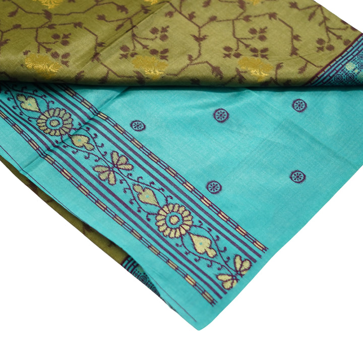 Tussar silk with butta weaving and floral weaving.