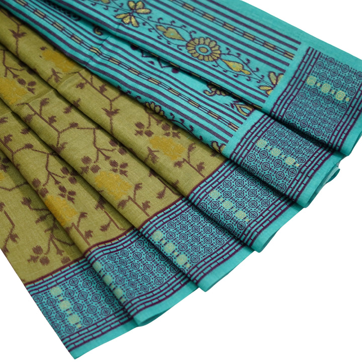 Tussar silk with butta weaving and floral weaving.