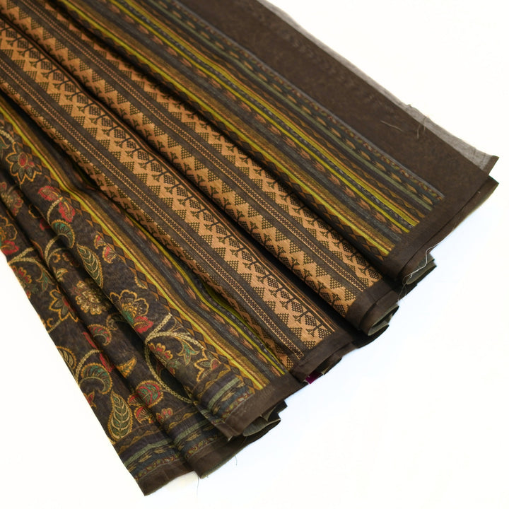 Tussar saree with kalamkari print all over saree and great pallu.