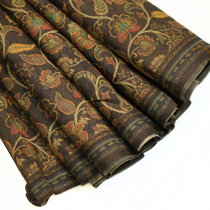 Tussar saree with kalamkari print all over saree and great pallu.