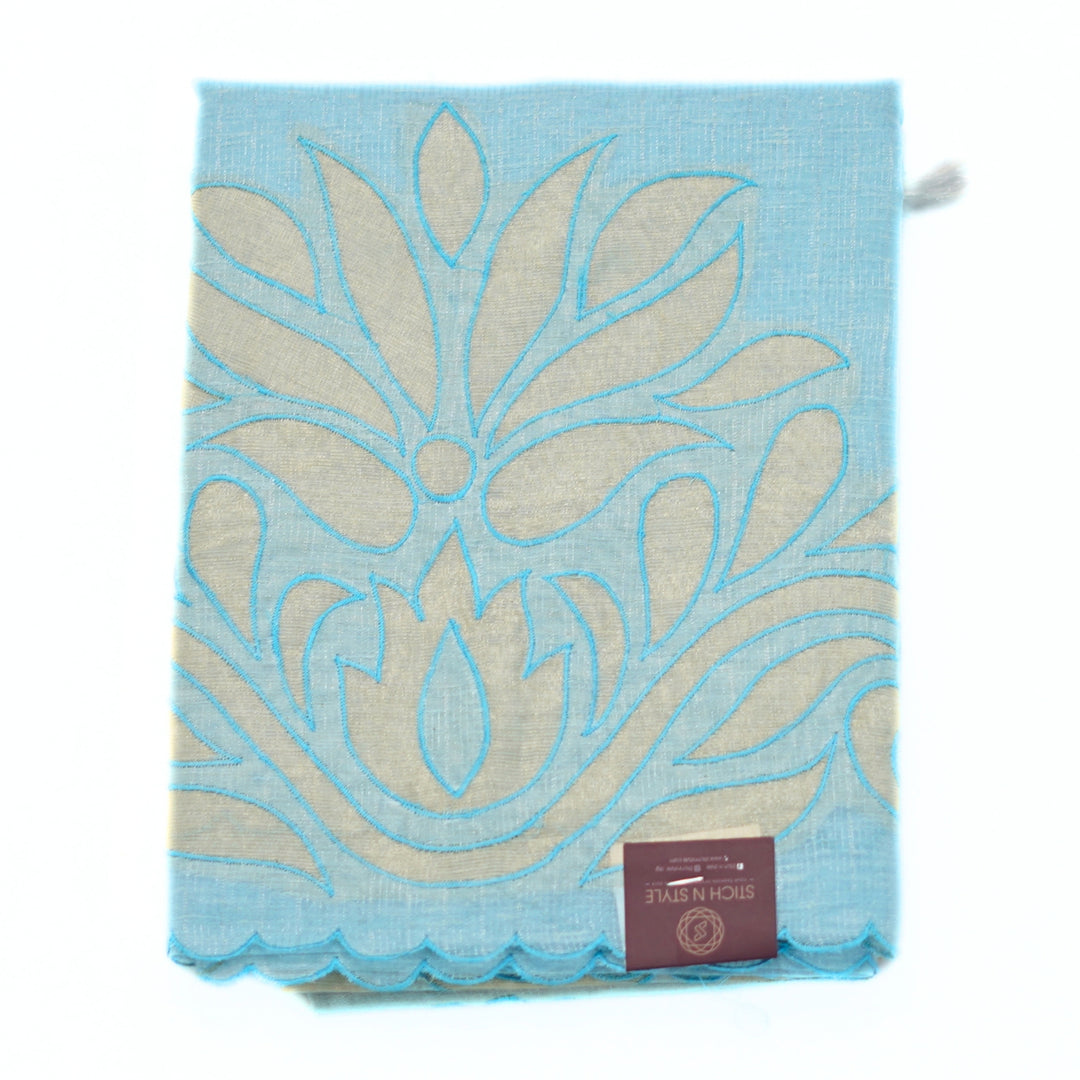 Tissue salwar with cutwork design.