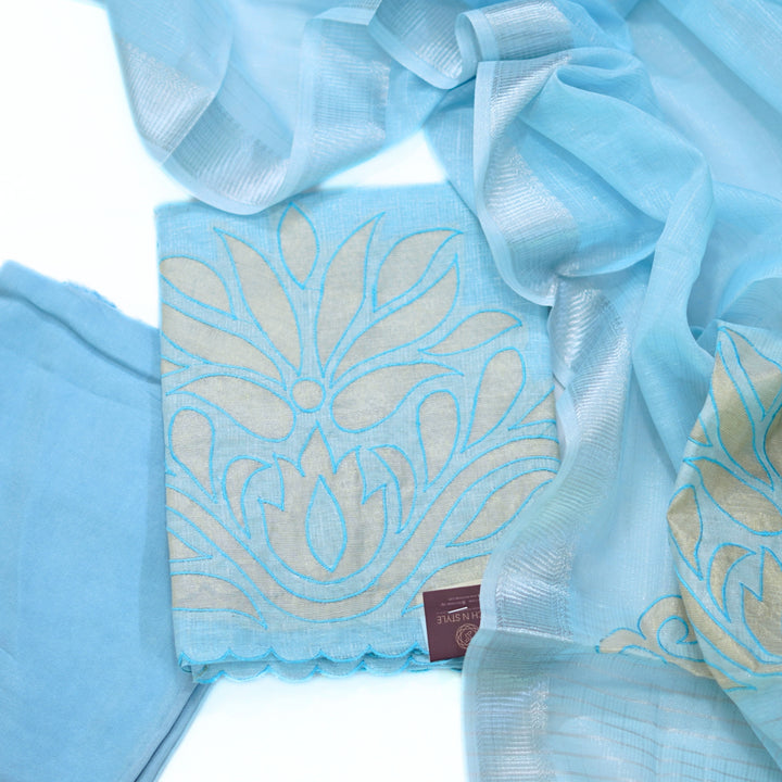 Tissue salwar with cutwork design.