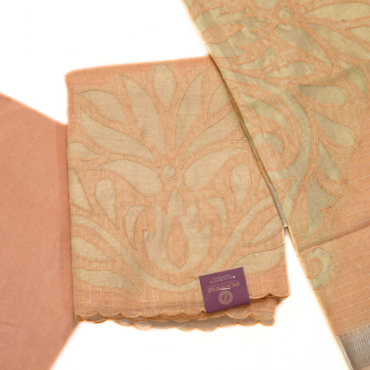 Tissue salwar with cutwork design.
