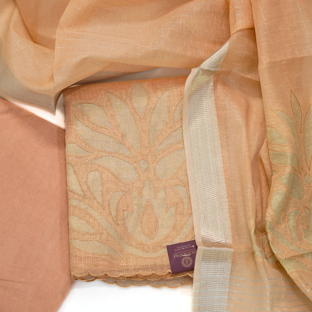 Tissue salwar with cutwork design.