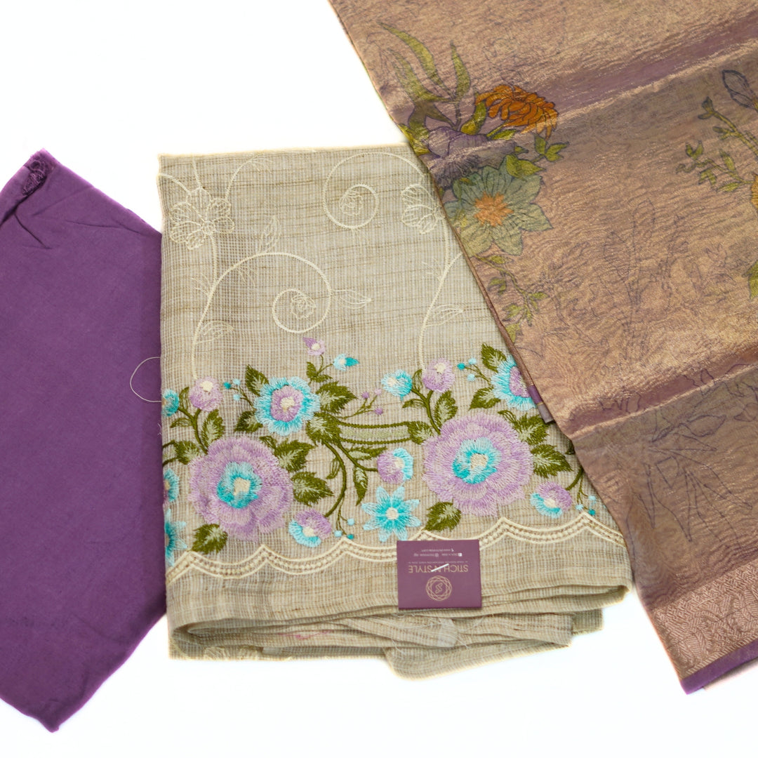 Tissue salwar with crushed tissue dhupatta with zari border.