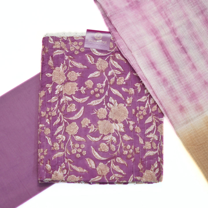Soft cotton salwar set with kotta silk dhupatta.