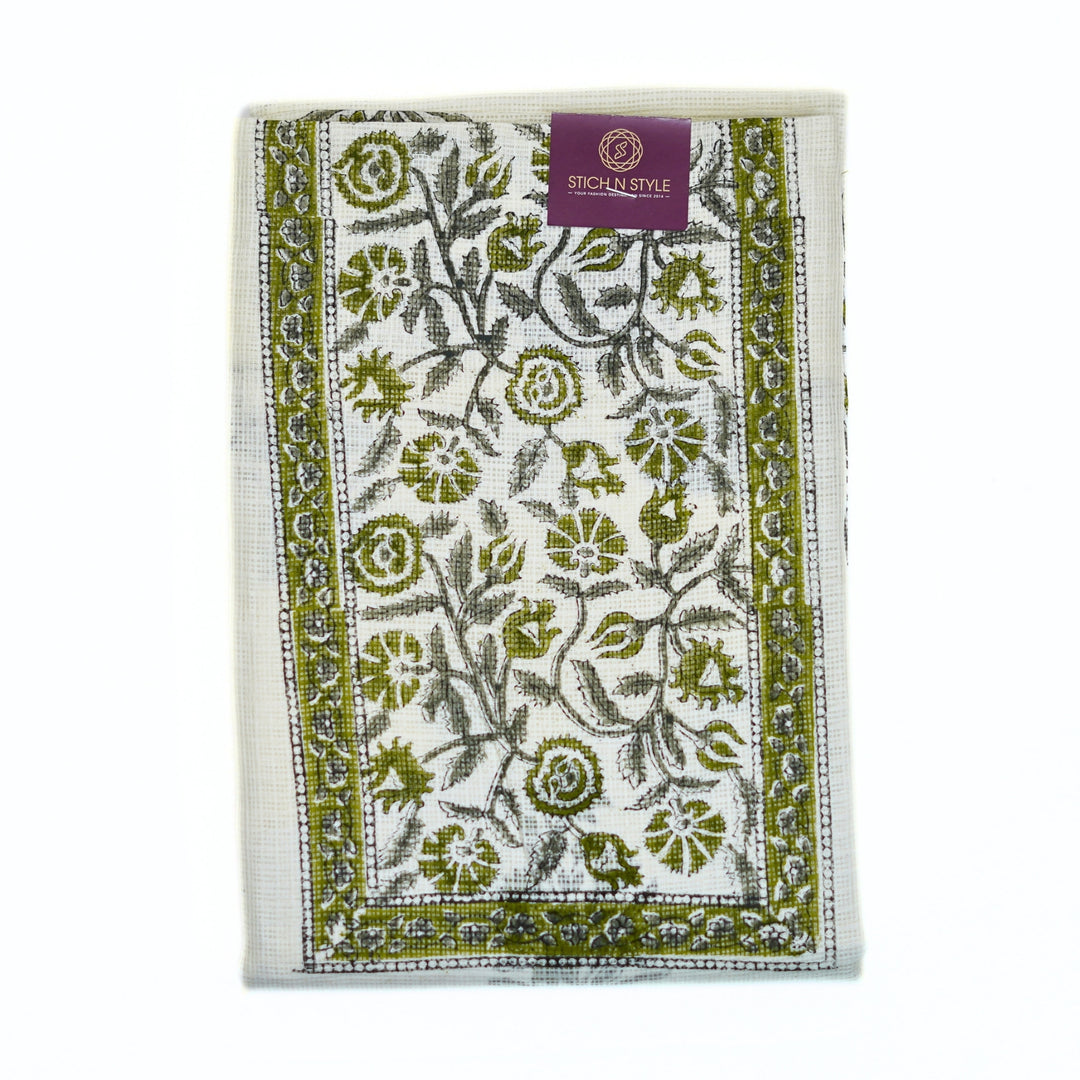 Kotta cotton salwar with kotta dhupatta and floral yoke.
