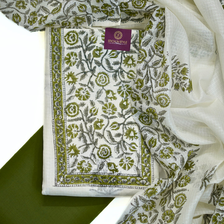 Kotta cotton salwar with kotta dhupatta and floral yoke.