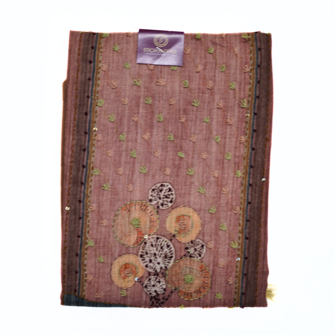 Hand work yoke with pure linen cotton salwar.