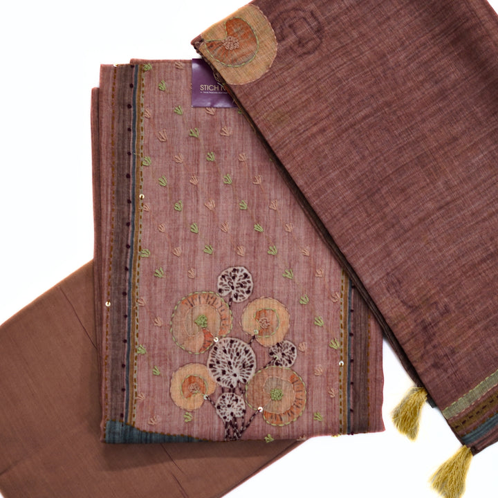 Hand work yoke with pure linen cotton salwar.