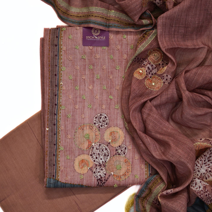 Hand work yoke with pure linen cotton salwar.