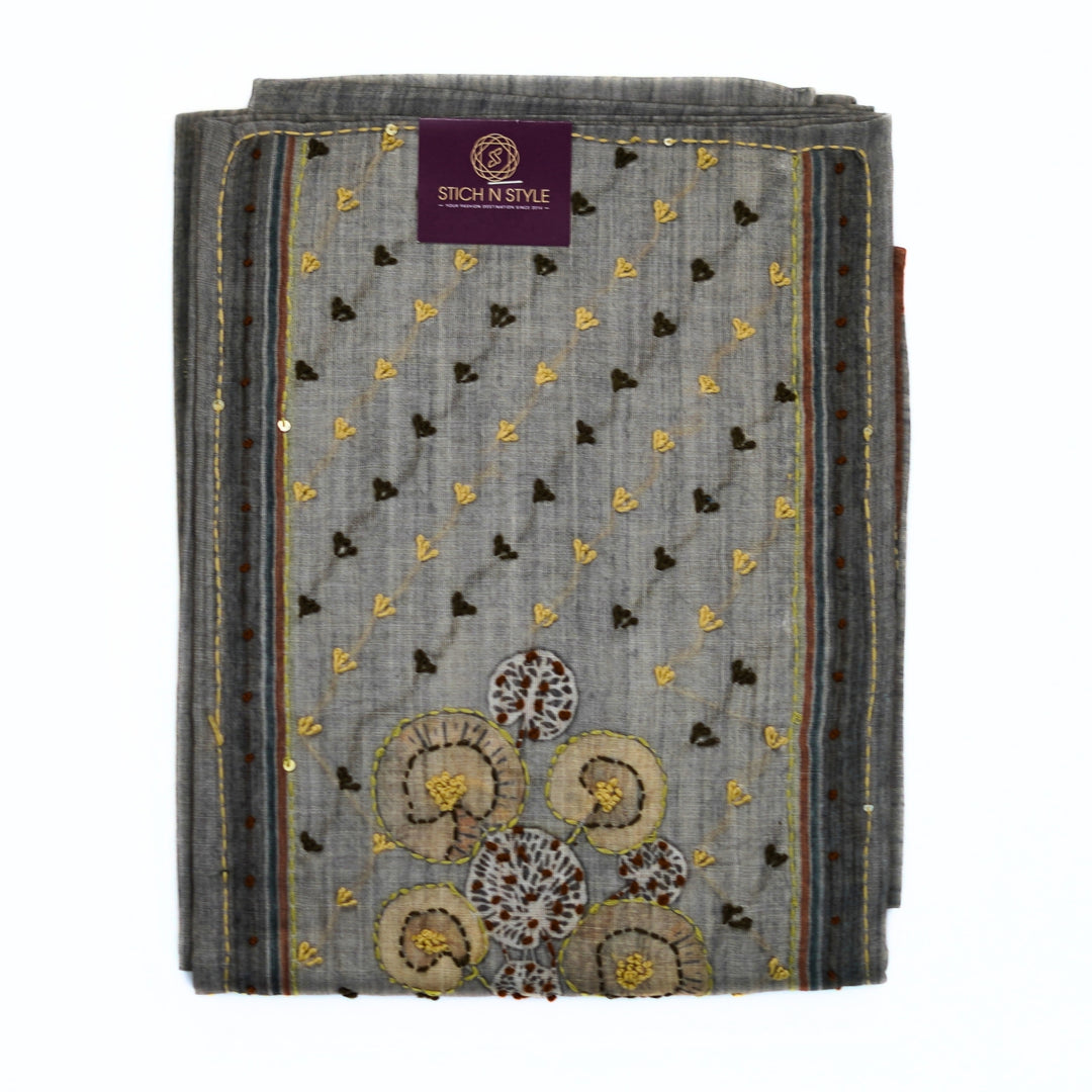 Hand work yoke with pure linen cotton salwar.