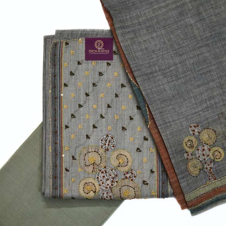 Hand work yoke with pure linen cotton salwar.