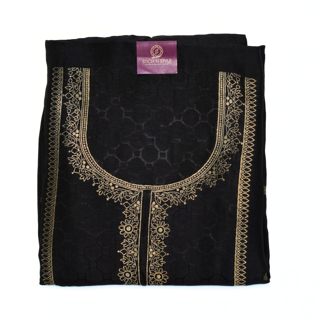 Soft silk salwar set with ready neck and dhupatta with border.