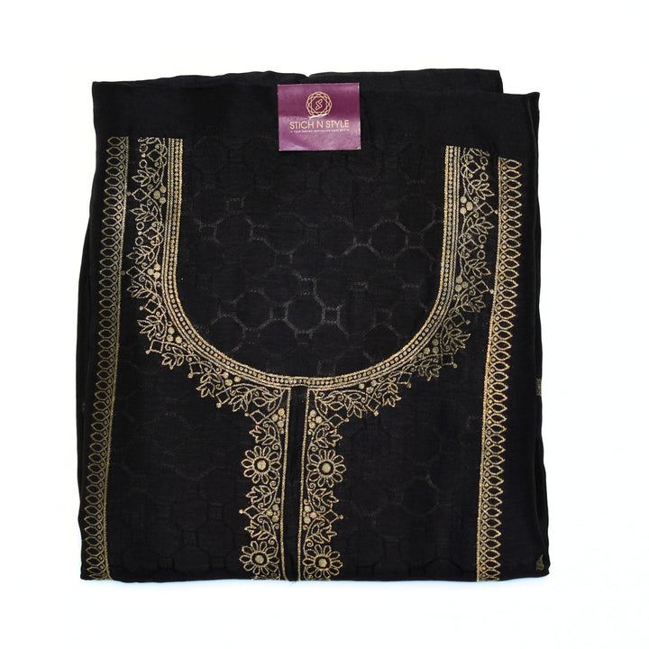 Soft silk salwar set with ready neck and dhupatta with border.