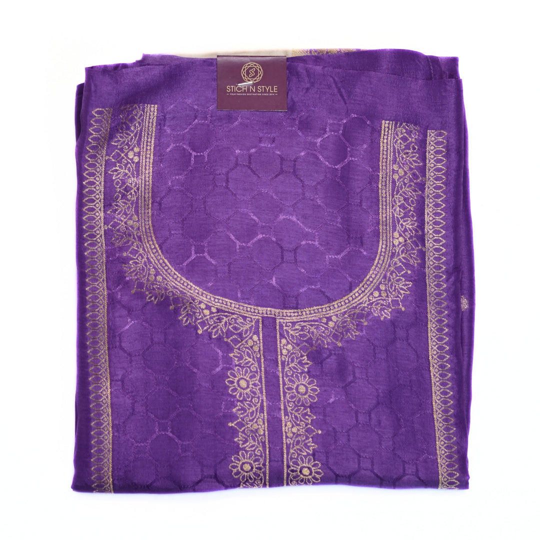 Soft silk salwar set with ready neck and dhupatta with border.