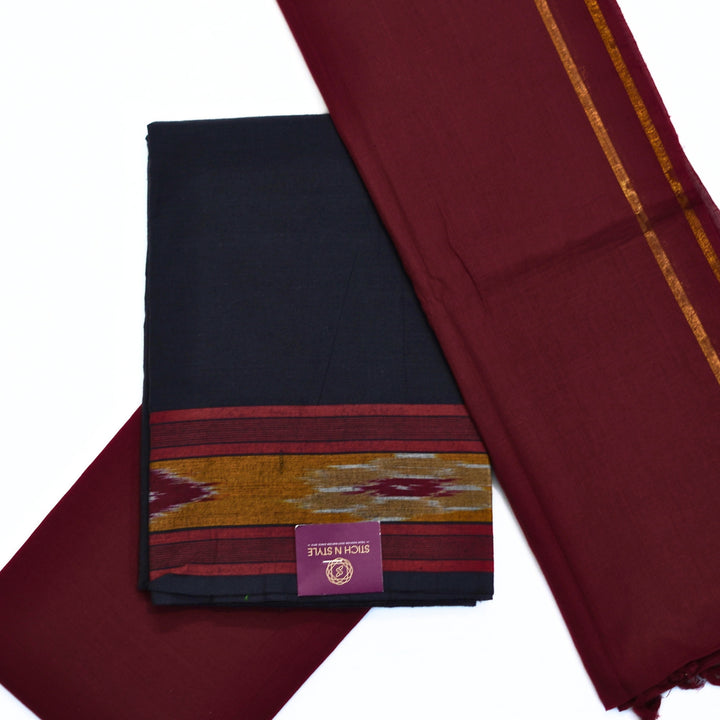 A Classic traditonal cotton Salwar top matched with a cotton bottom and cotton dhupatta.