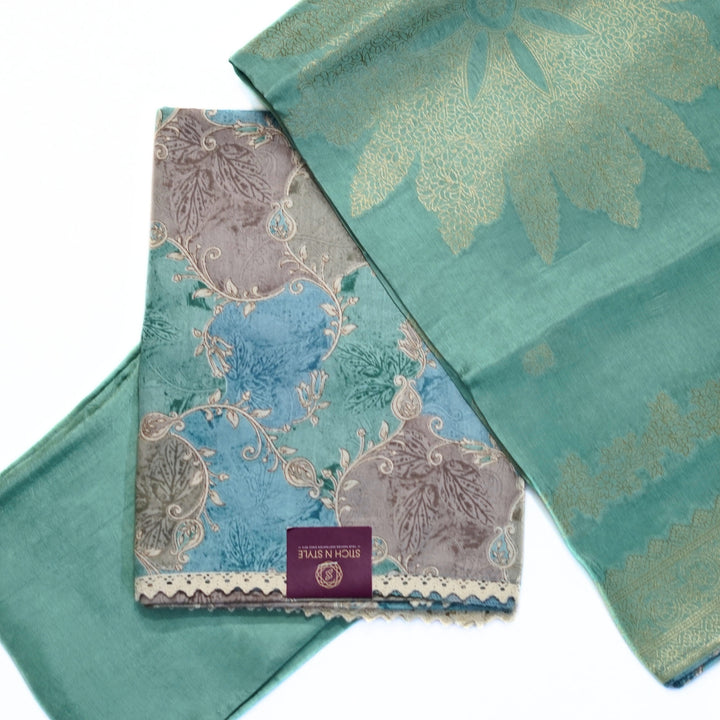 Linen satin salwar with satin dhupatta with zari border.