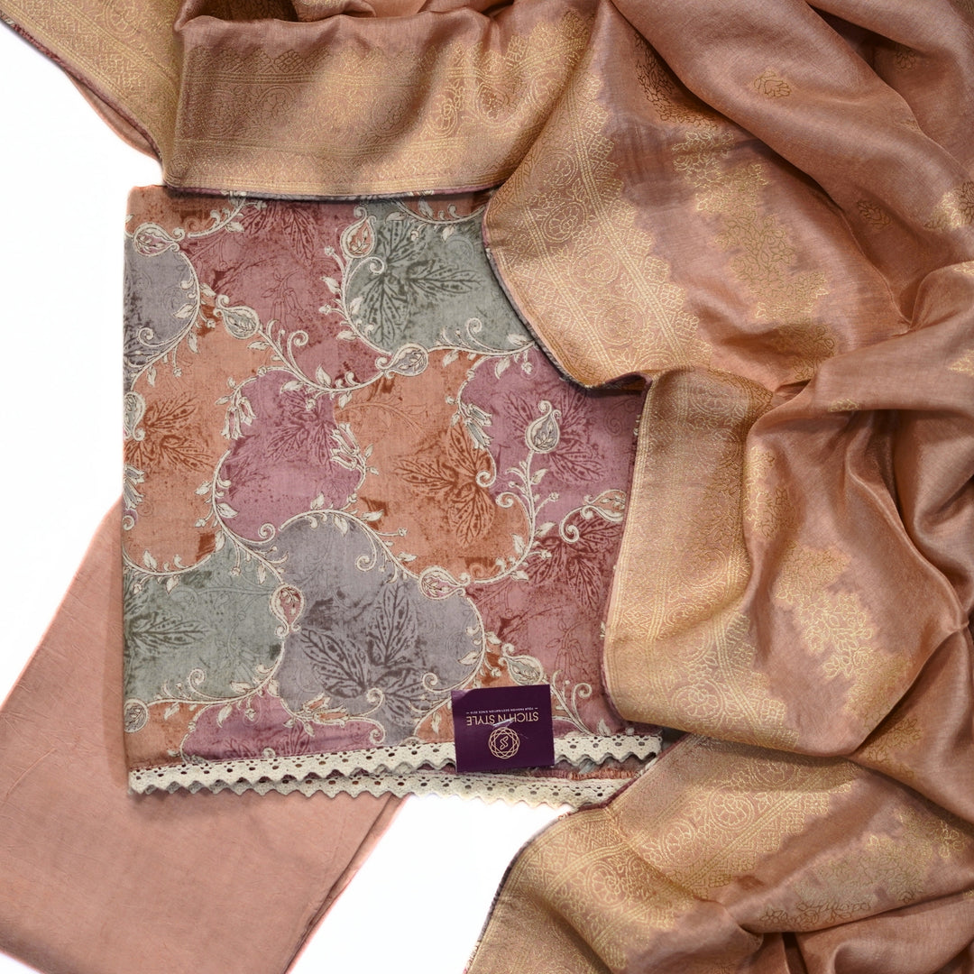 Linen satin salwar with satin dhupatta with zari border.