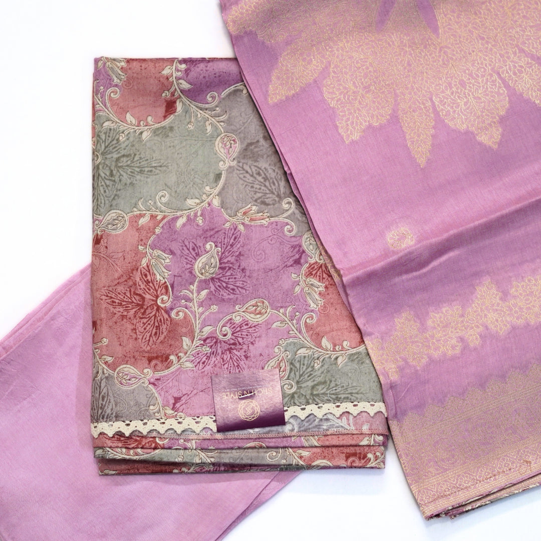Linen satin salwar with satin dhupatta with zari border.