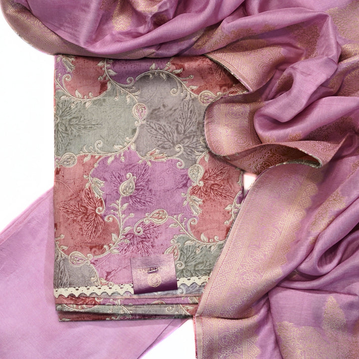 Linen satin salwar with satin dhupatta with zari border.