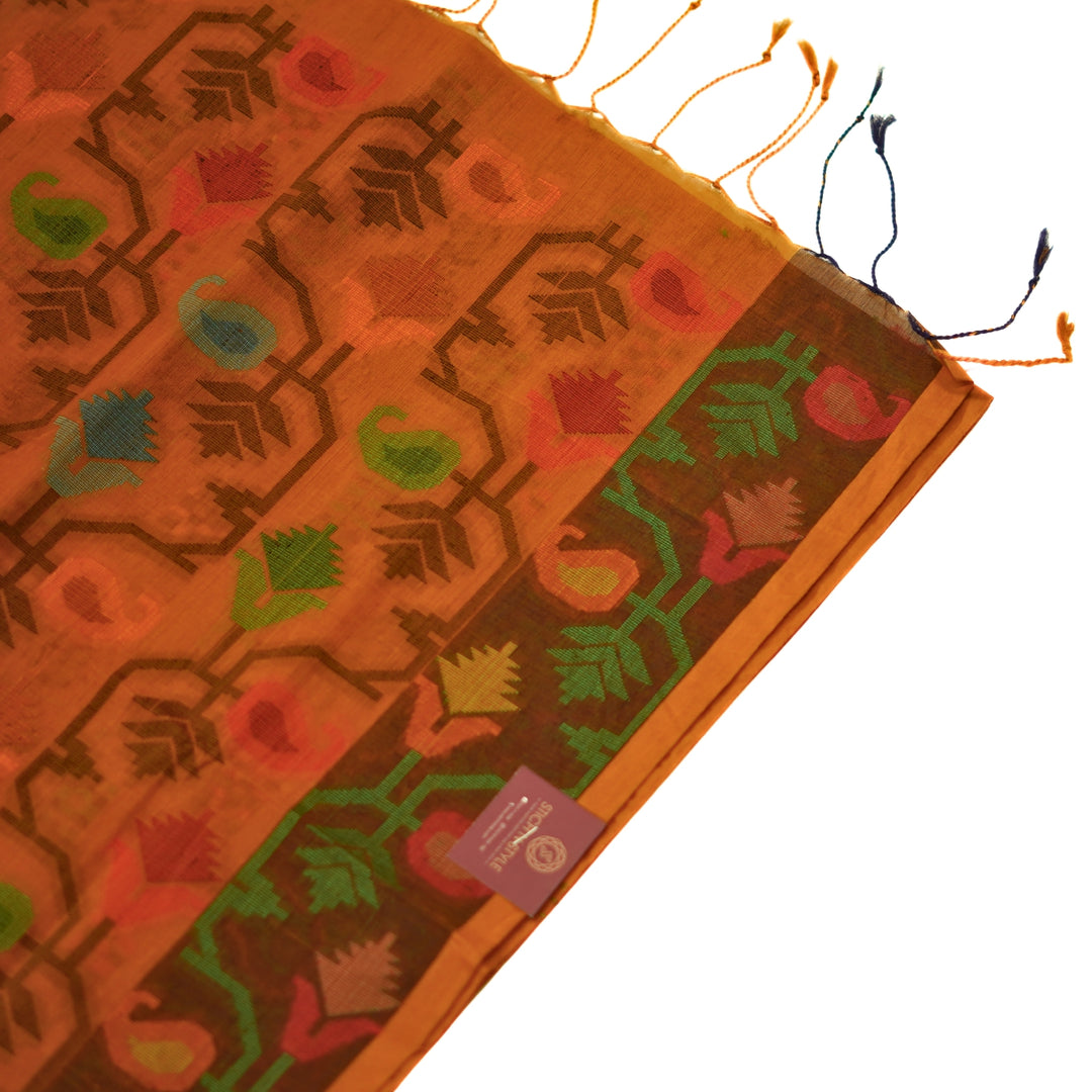 Bengal cotton saree with floral design.
