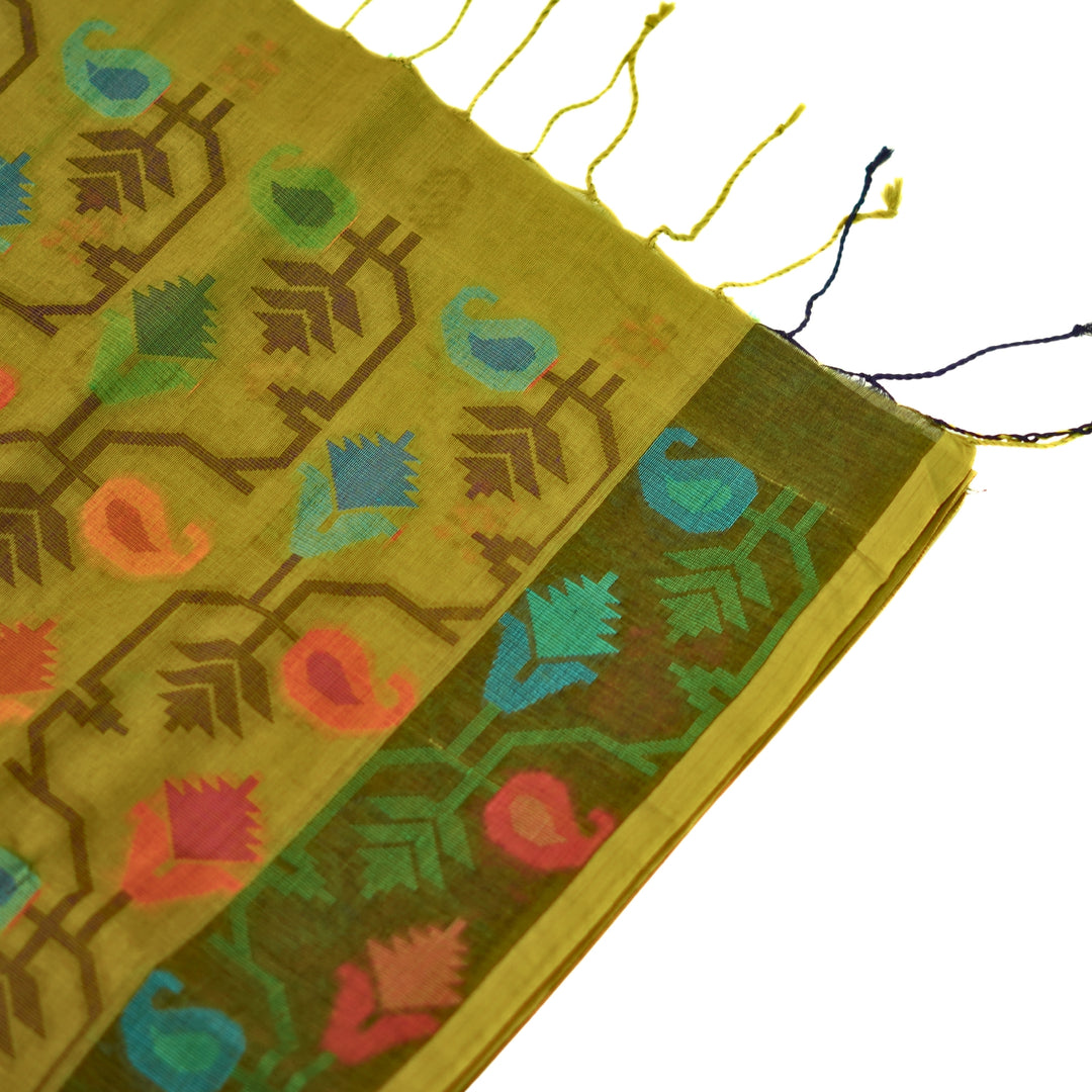 Bengal cotton saree with floral design.