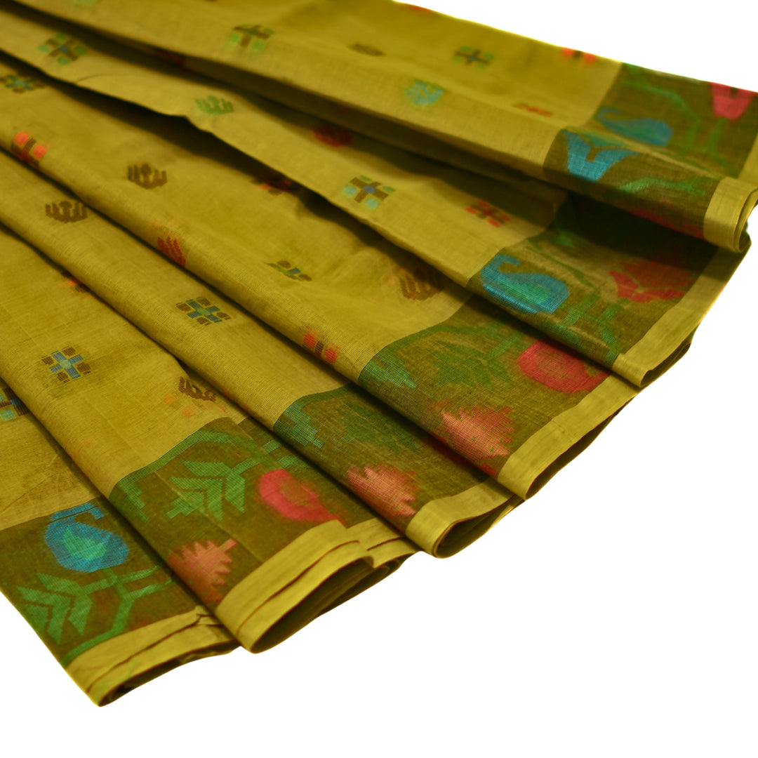 Bengal cotton saree with floral design.
