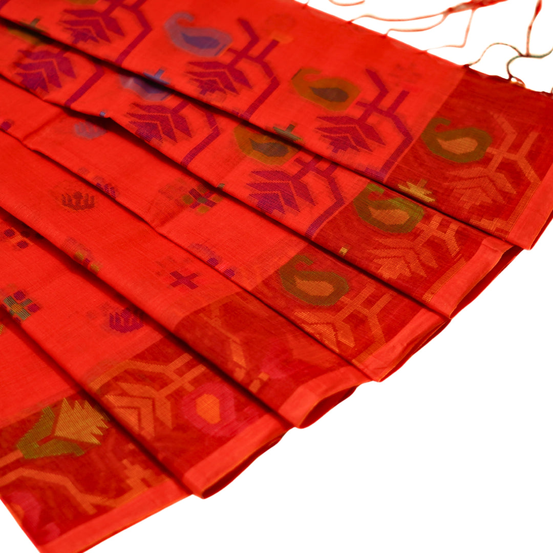 Bengal cotton saree with floral design.