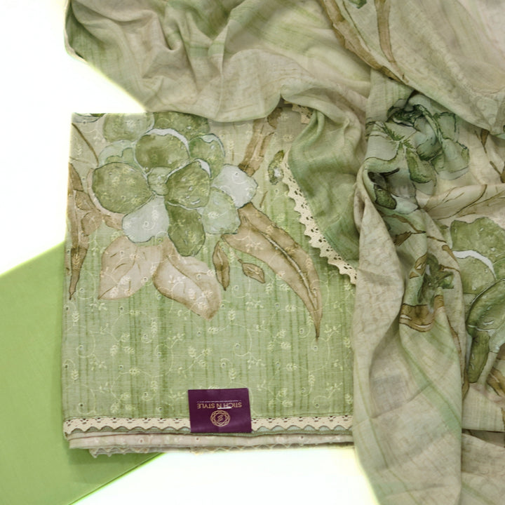 Hakkoba cotton printed salwar, with lace work dhupatta.