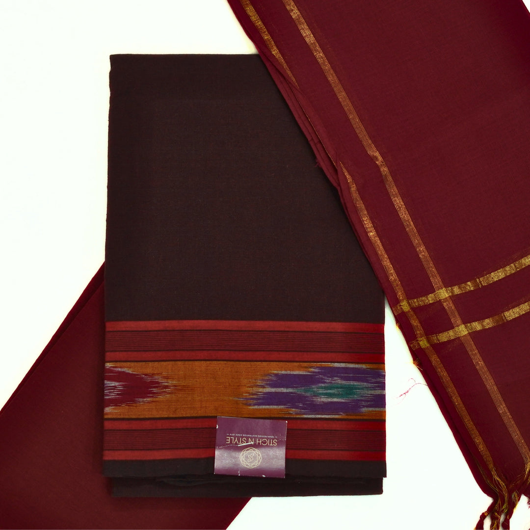 A Classic traditonal cotton Salwar top matched with a cotton bottom and cotton dhupatta.