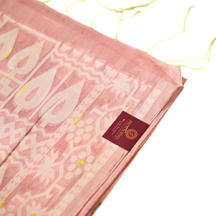 Bengal cotton saree with small zari buttas.