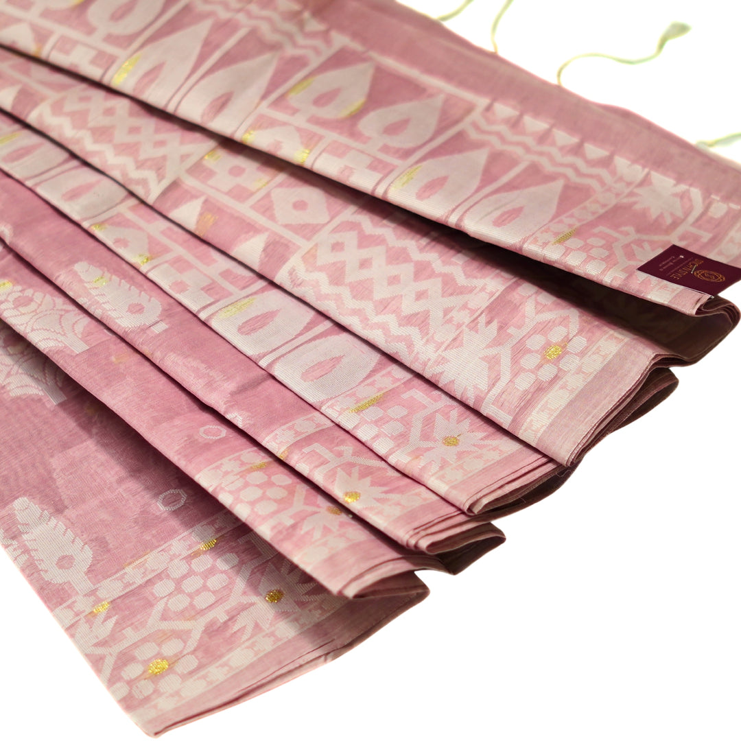Bengal cotton saree with small zari buttas.