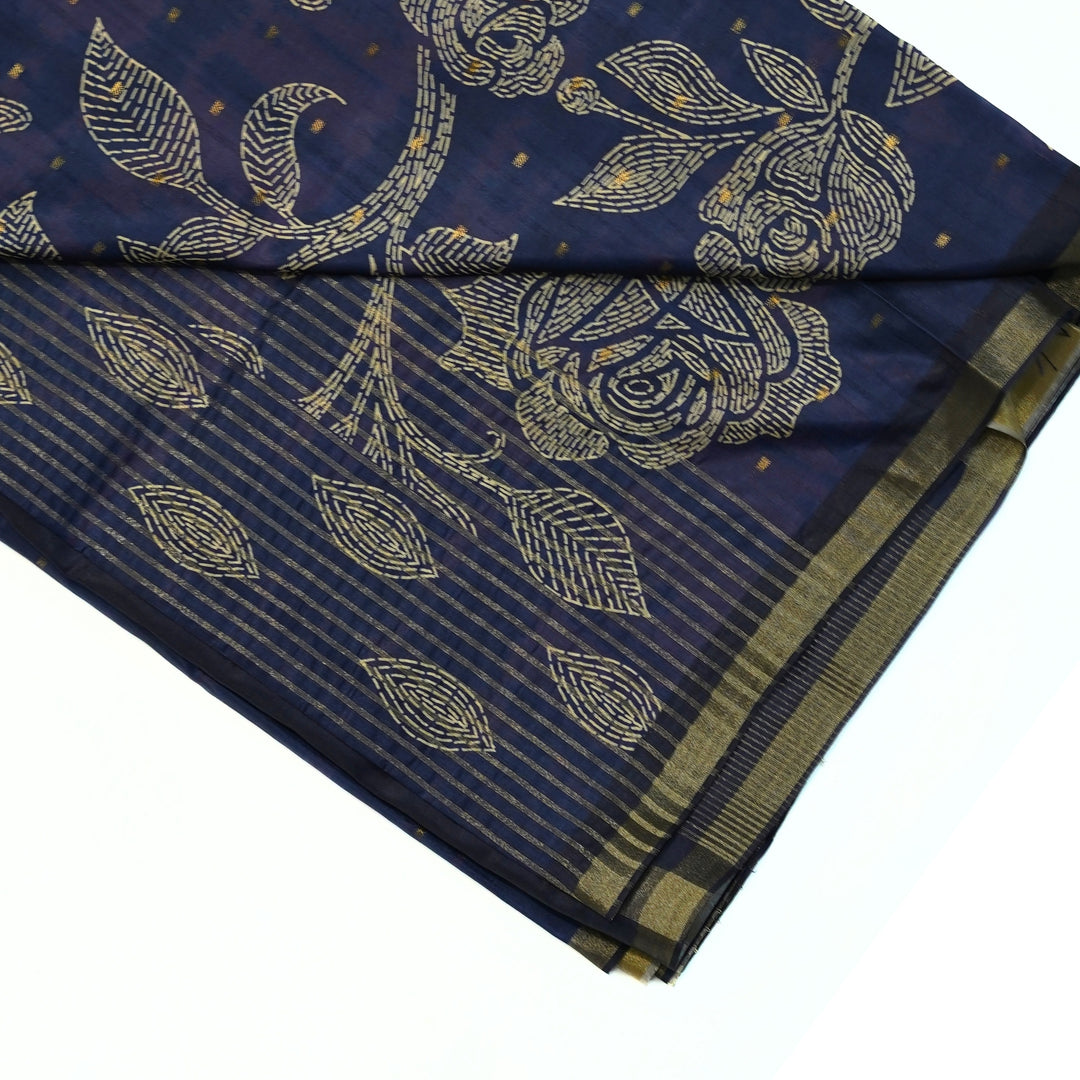 Digital printed tussar with kantha print.