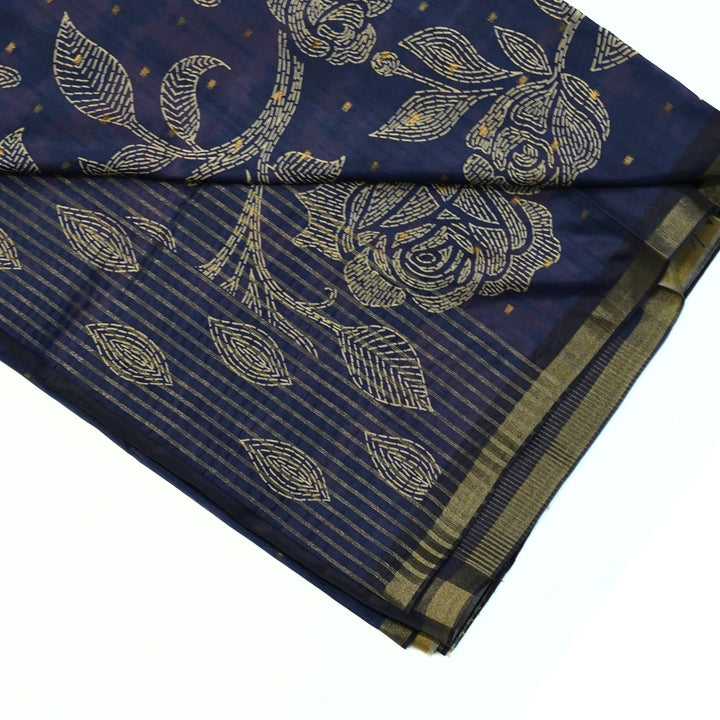 Digital printed tussar with kantha print.