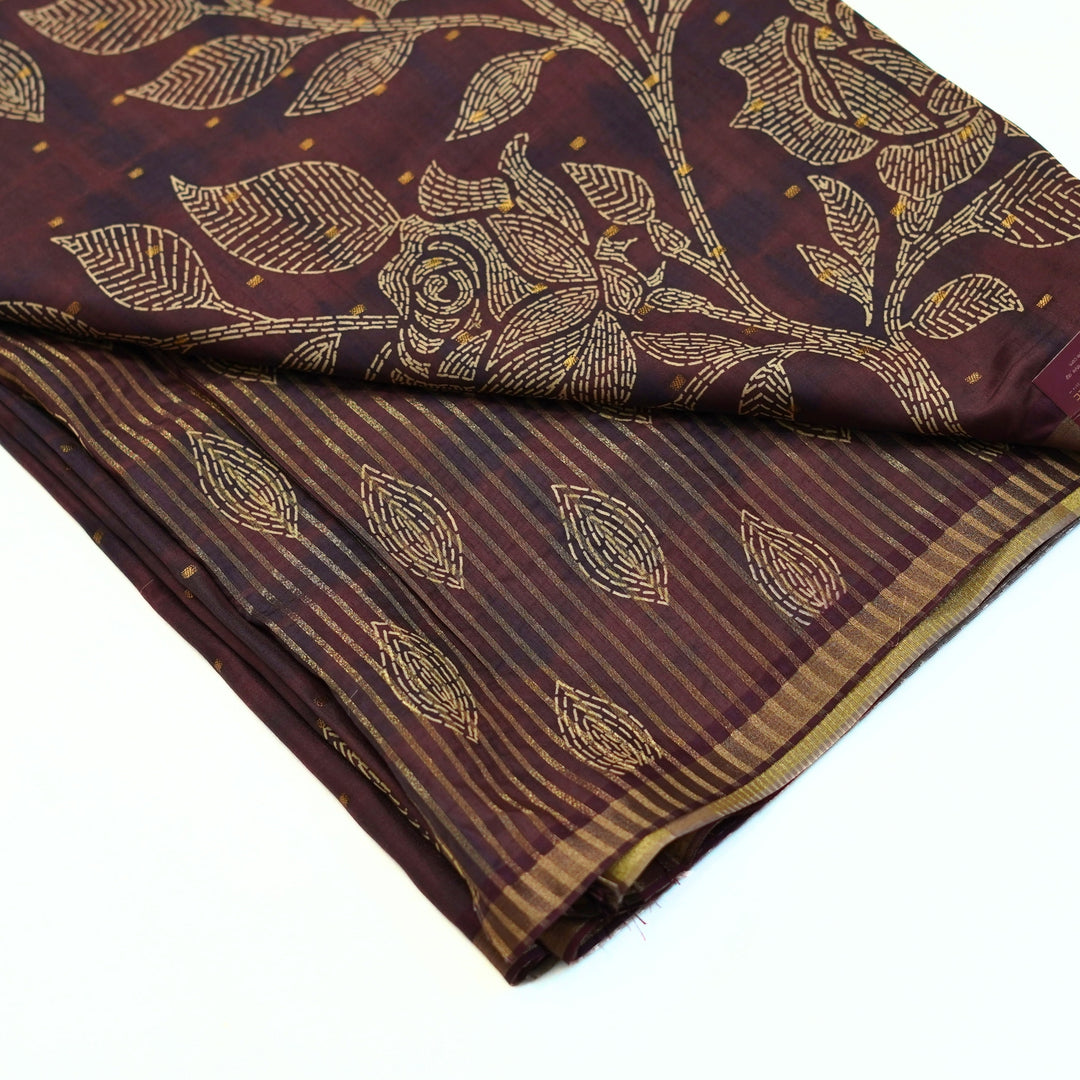 Digital printed tussar with kantha print.