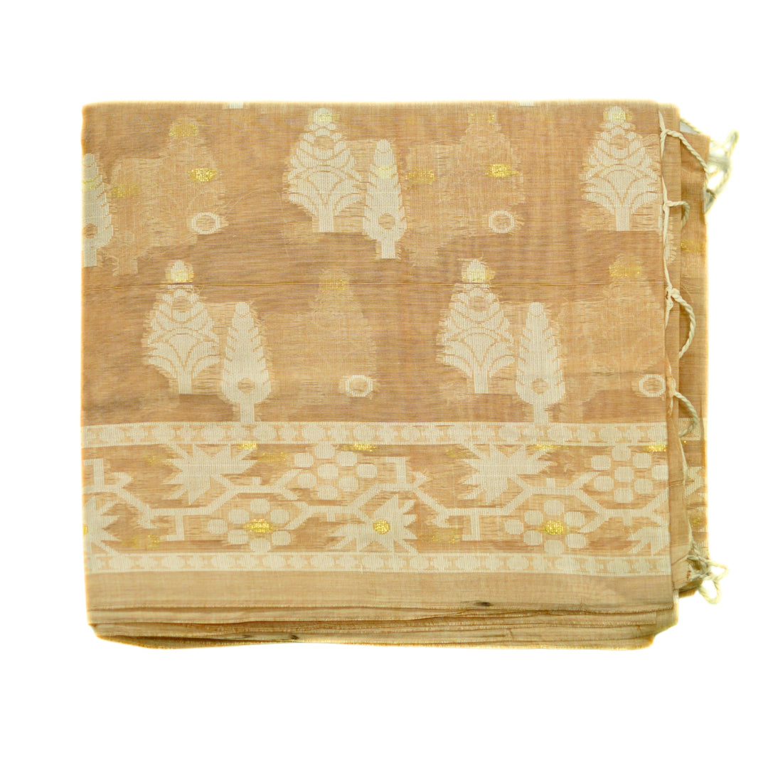 Bengal cotton saree with small zari buttas.