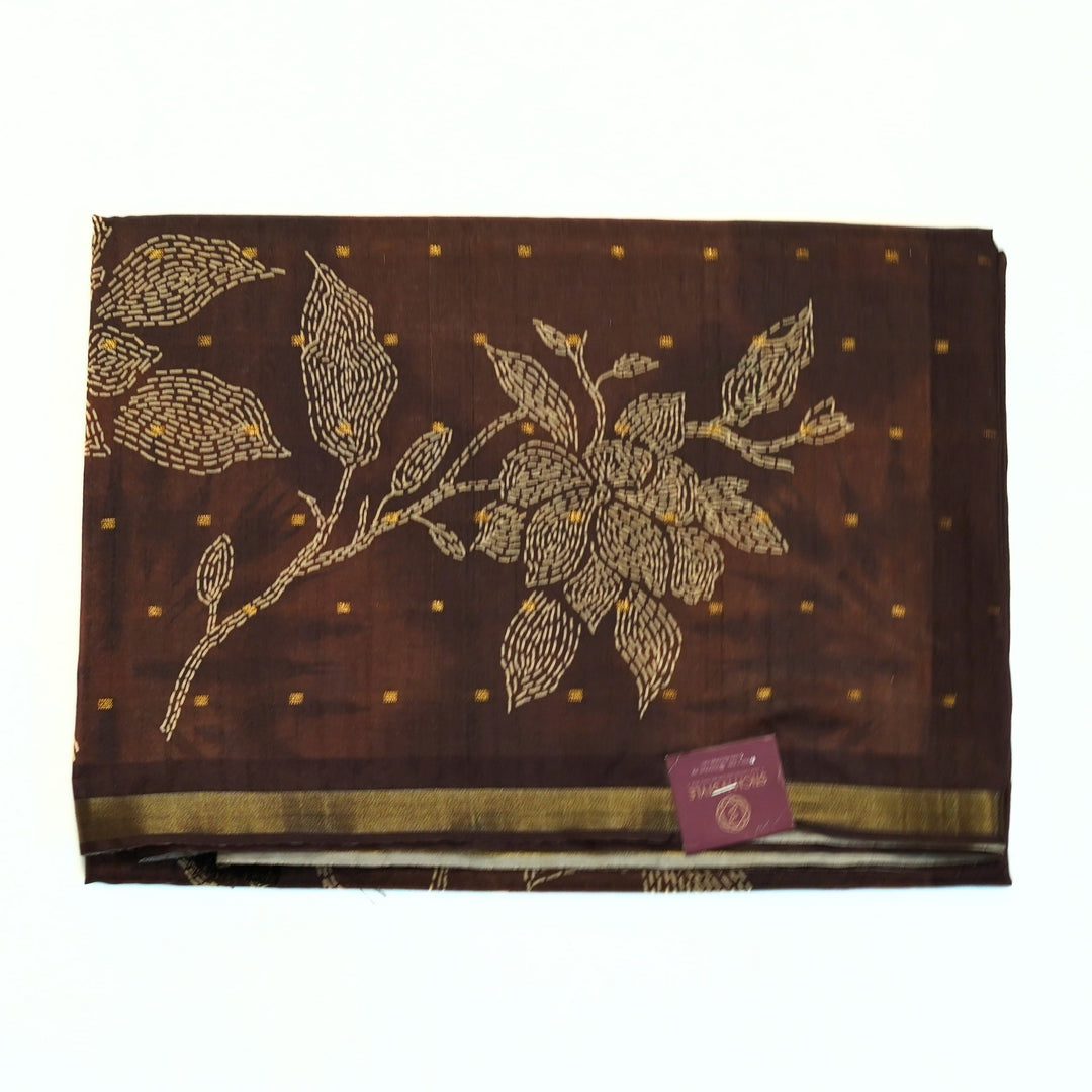 Digital printed tussar with kantha print.