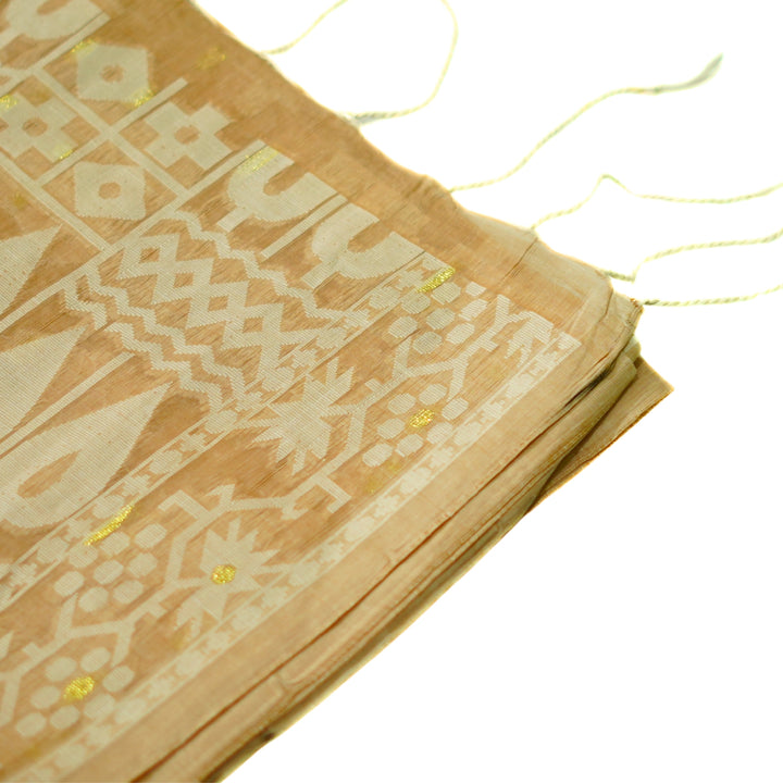Bengal cotton saree with small zari buttas.