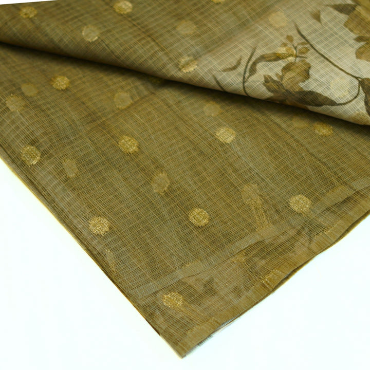 Kotta saree with all over zari butta and digital print floral border.